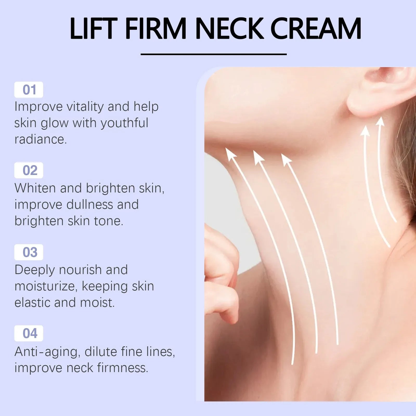 50g neck skin cream jar with coffee extract and hydrolysed hyaluronic acid for moisturising skincare
