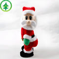 Red cloth electric Santa toy with hip-shaking motion and music, 46 cm tall, in gift box packaging