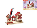 Creative DIY wooden pen holder model three-dimensional puzzle in red colour from SEA-LAND Quadruple Laser