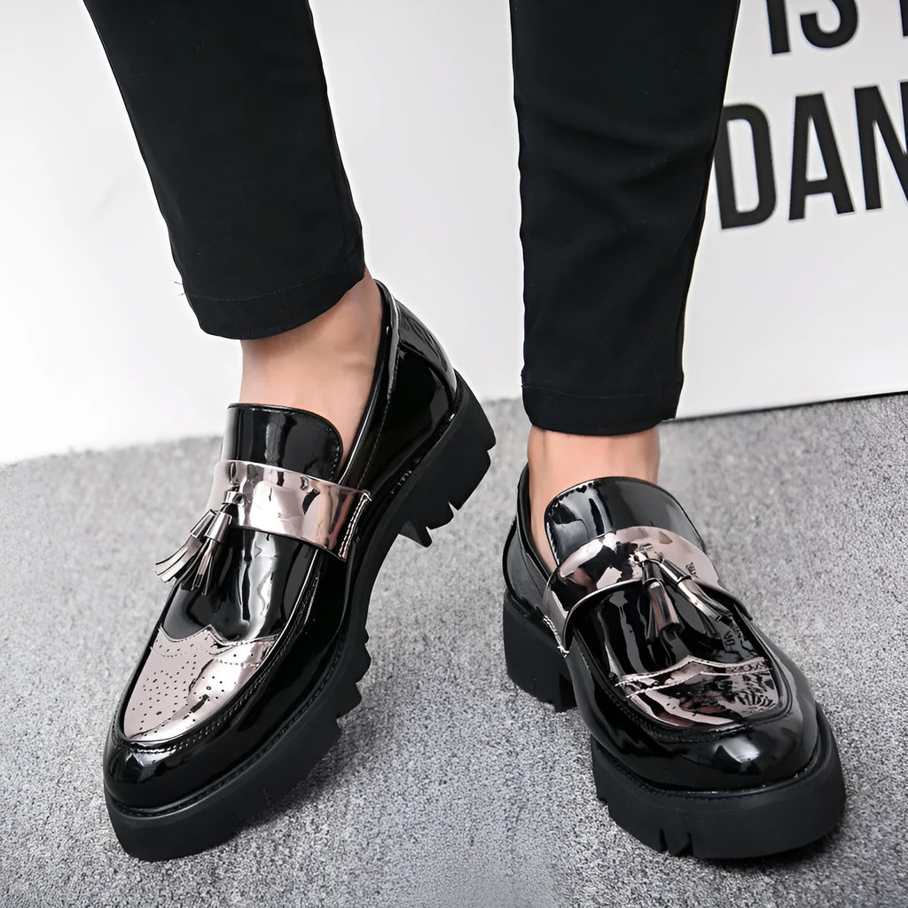 Men's British style casual shoes, microfiber upper, round toe, solid colour, sizes 37 to 45