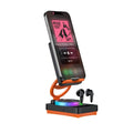 TF27BOX multifunctional mobile phone holder in black with built-in speaker on desk