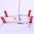 Red plastic putting practice mirror for golf alignment training, compact size