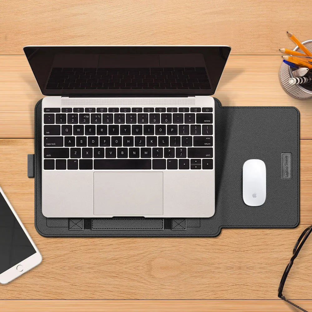 Universal laptop sleeve in PU leather and TPU, available in multiple colours, fitting 11 to 15 inch laptops