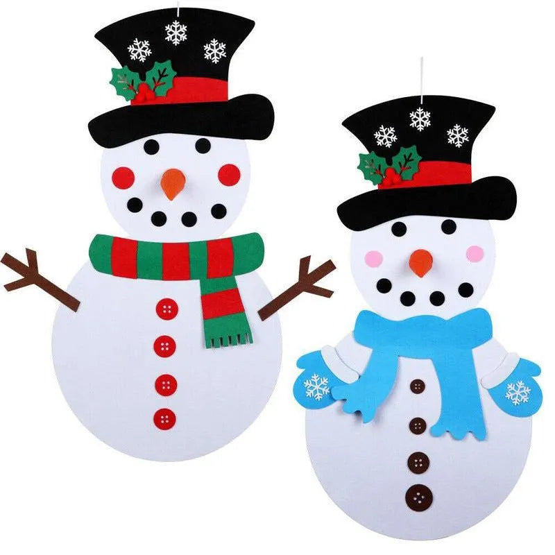 DIY felt Christmas tree for children with detachable ornaments, 95x70cm or 100x70cm, plus snowman 97x54cm
