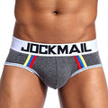 Men's cotton seamless low waist underwear in grey, black, or white, sizes M to XXL, body shaping and ventilated