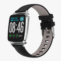 M8 smart fitness bracelet in black with zinc alloy body and TPU strap on a wrist, displaying heart rate data.