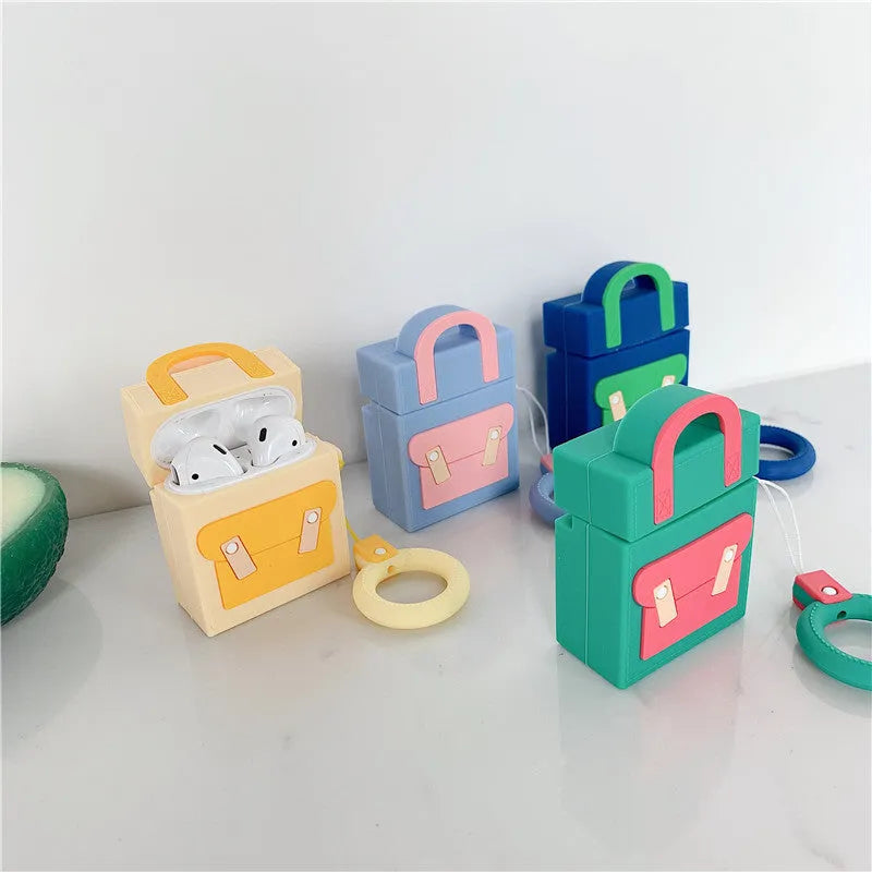 Silicone earphone protective sleeve for AirPods 1 and 2 with hanging ring in green colour