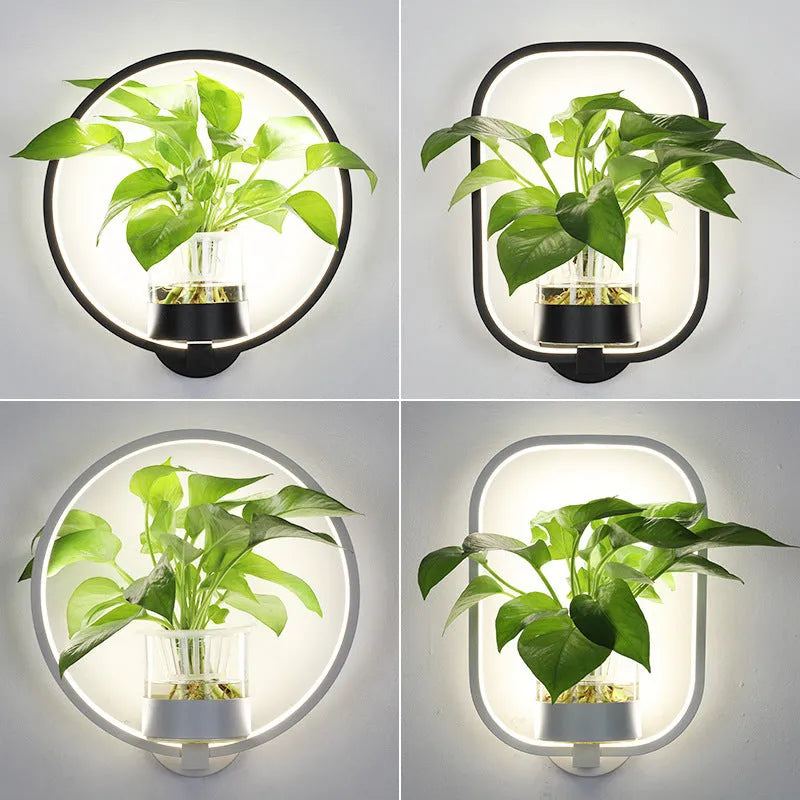 Decorative wall lamp with sandblasted iron finish, 30cm diameter, round shape, black colour, integrated LED strip