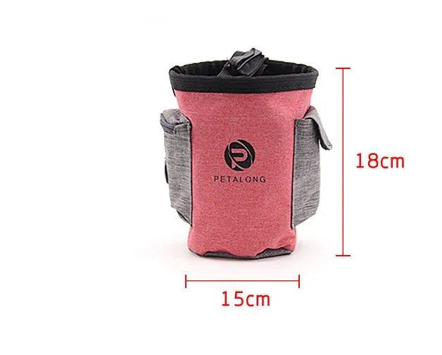 Collapsible pet travel water bottle in blue with drinking tray extended, ready for outdoor use