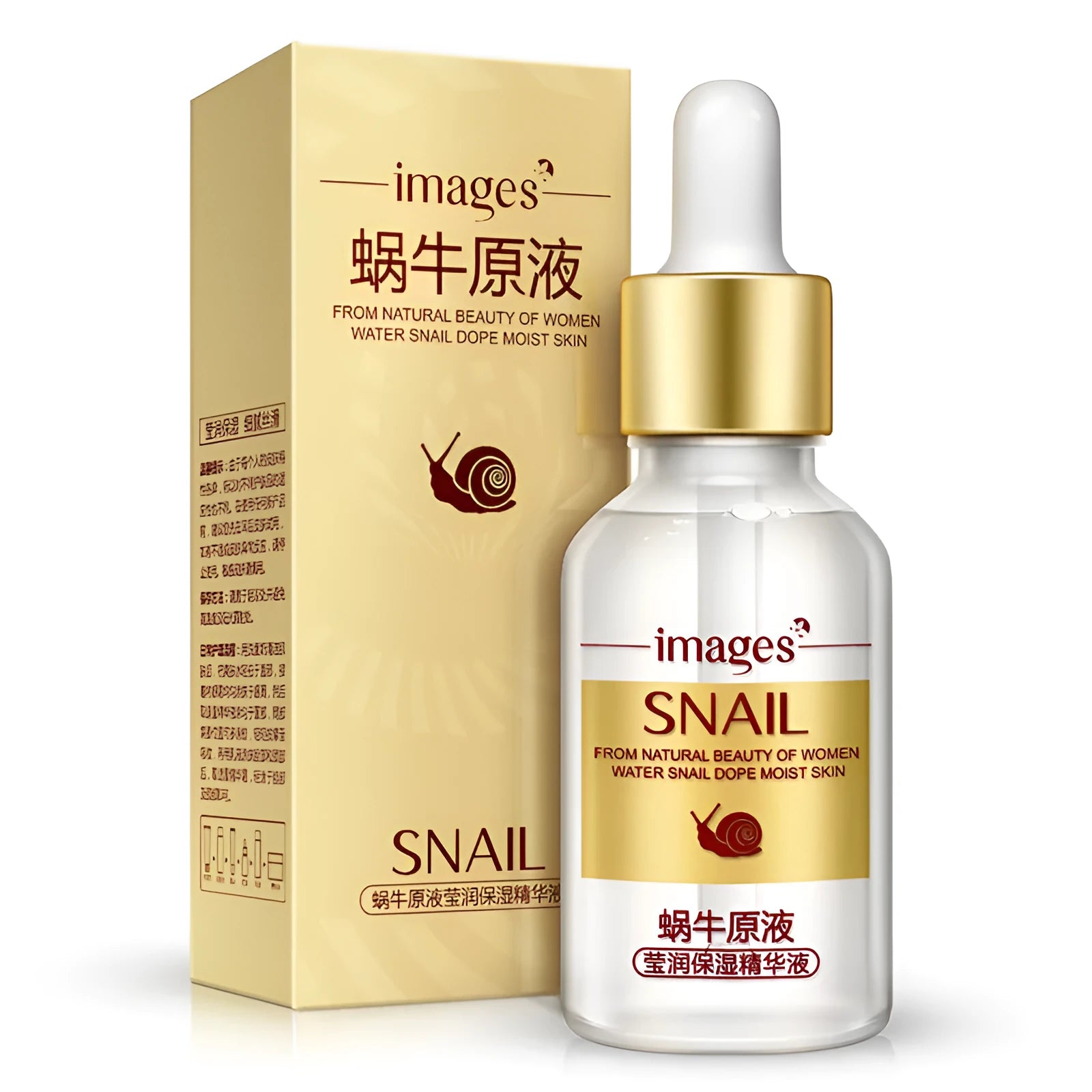 Snail moisturizing nourishing serum 15ml bottle with snail essence for face hydration and whitening