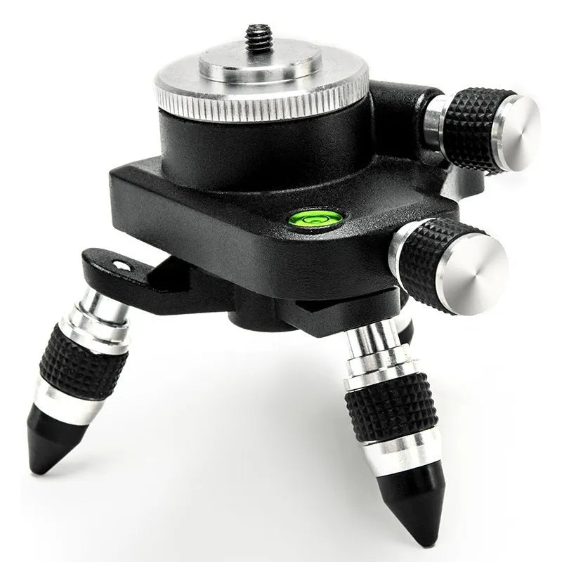 Black aluminium alloy base for a spirit level, showing 15cm by 12cm dimensions and mounting point.