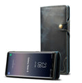 Handmade vintage leather clamshell phone case for Samsung Note9 with bracket and card slots