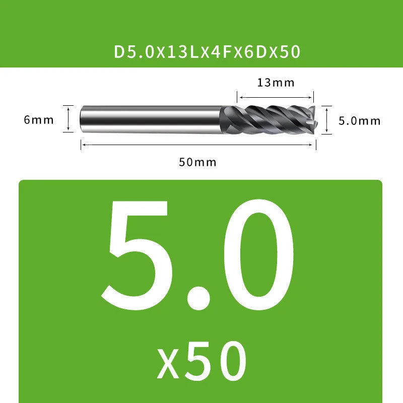 Tungsten steel 4-flute ball end mill tool for 1-12mm diameter milling