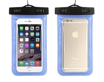AQUA-ONE waterproof PVC phone pouch with clear touch screen, shown in blue colour