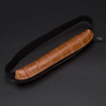 Long slim PU leather pencil case in beige grey colour showing dimensions