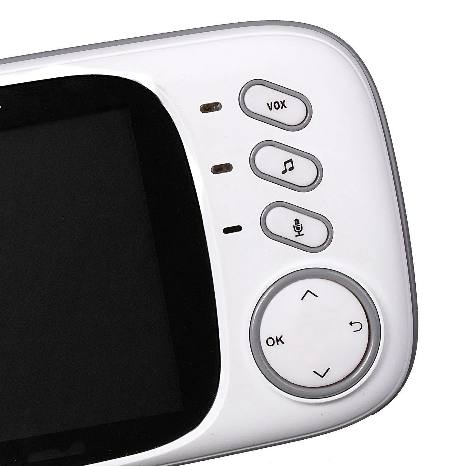 VB603 digital baby monitor showing parent unit with 3.2 inch screen and separate camera with night vision LEDs