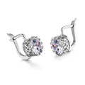 Korean retro crown earrings in rose gold or white gold colour with clip-on design and white diamond detail