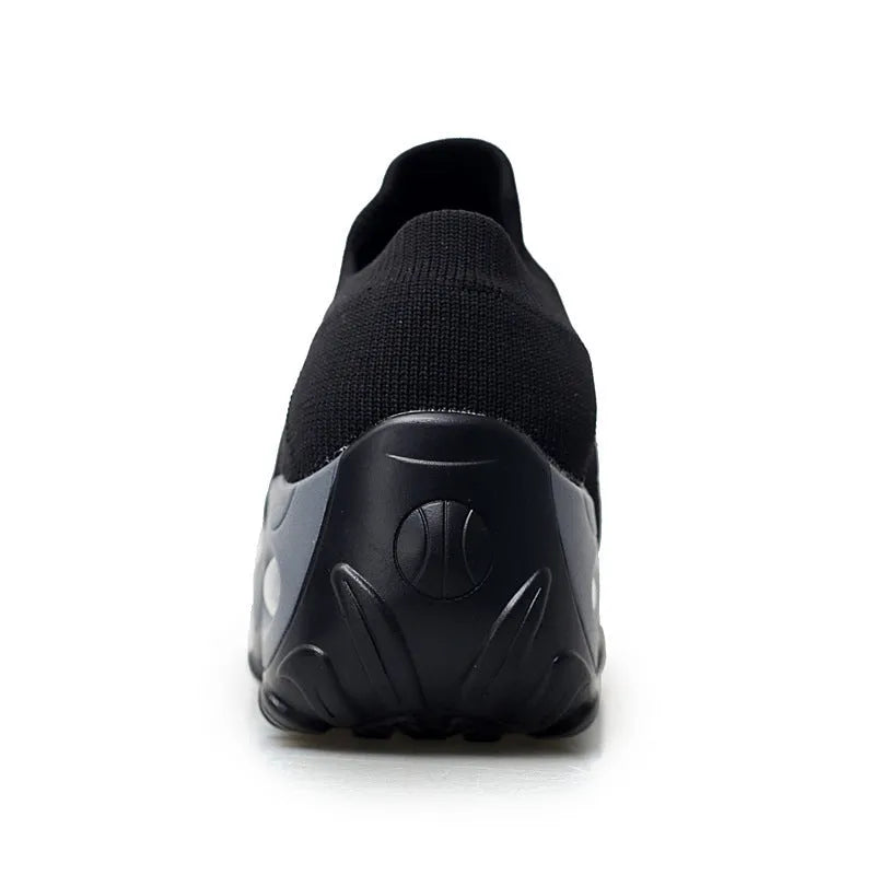 Dancing soft bottom flying woven rocking shoes in black camouflage colour with mesh upper and front strap
