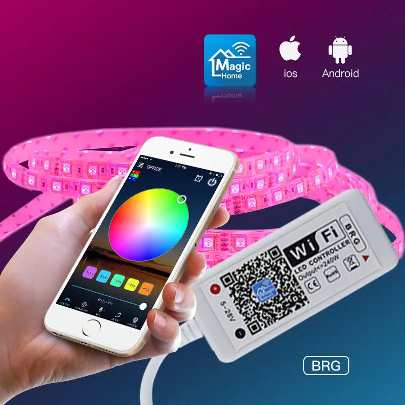 Mini Wi-Fi RGB LED controller in white casing, 53x24x11mm, for constant current LED products
