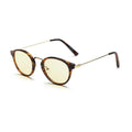 Anti-blue light PC full frame glasses in bright black, amber, purple, and purple leopard colours