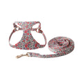 Floral pet harness suit with matching chest back piece and leash in multiple colour options