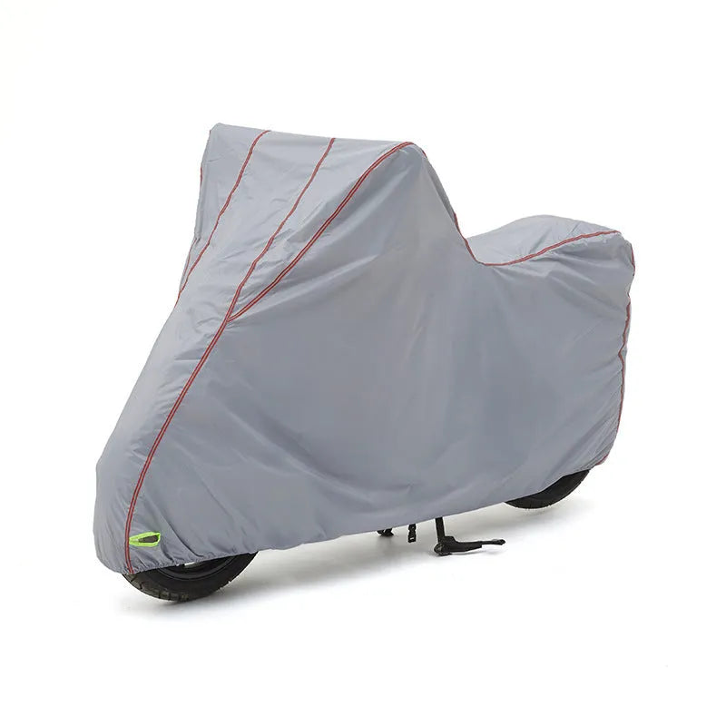 Thick motorcycle cover in Black Red, nylon and PVC coating, outdoor storage protection, available in five sizes from S to XXL