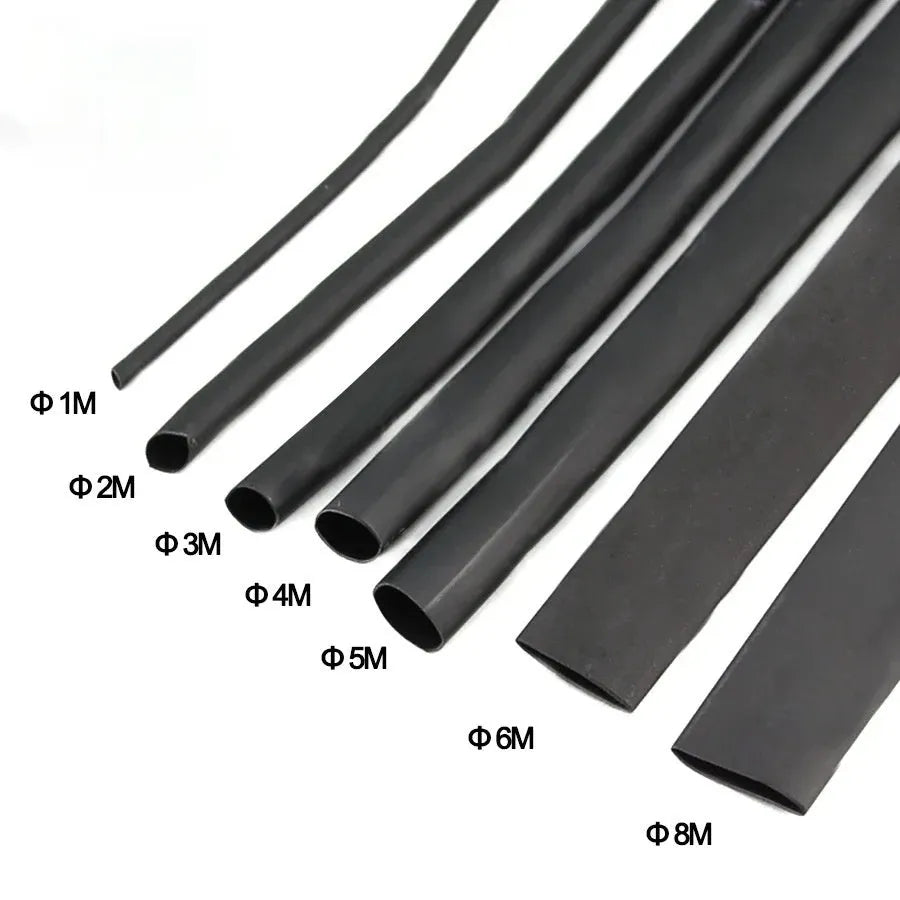 Black polyolefin heat shrink tube kit with flame-retardant waterproof properties for cable and USB wire insulation