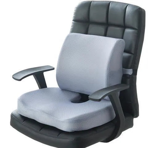 Flannelette chair cushion back waist protector set with 31.5x32x10cm back cushion and 45x35x7cm seat cushion in black colour