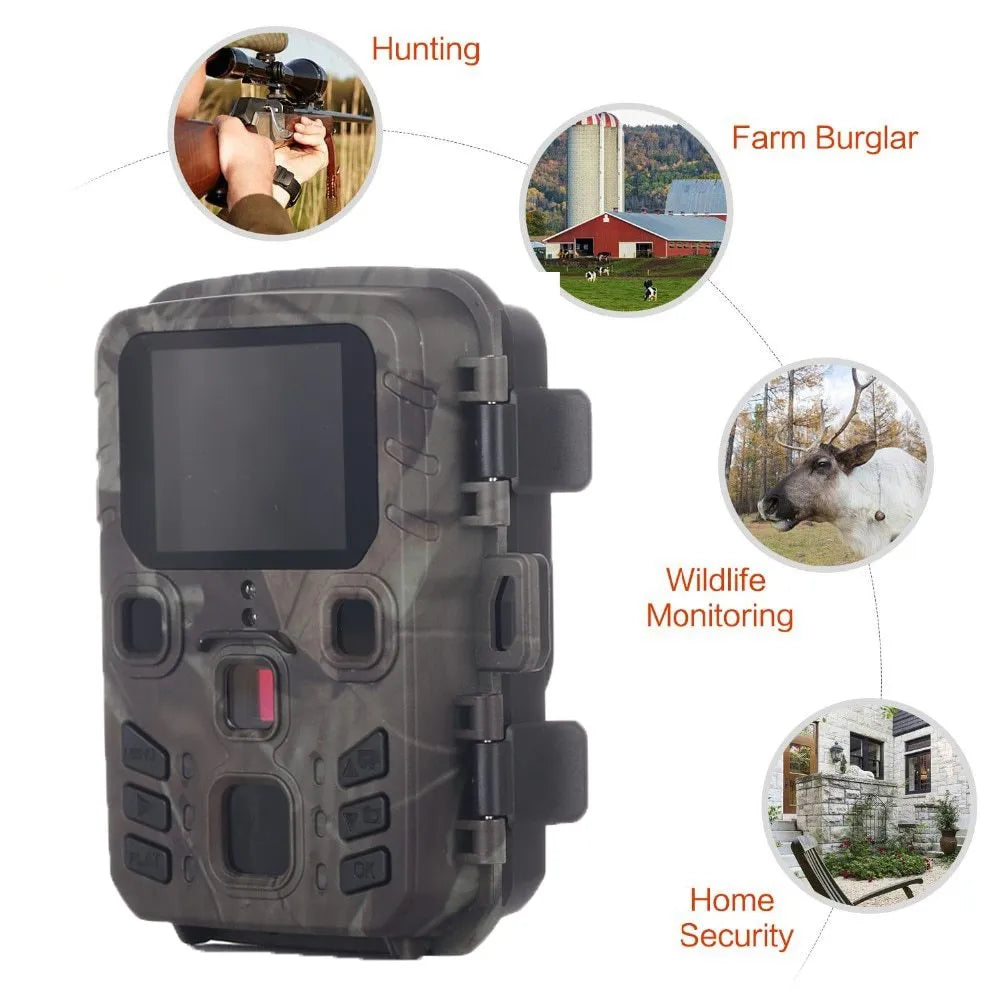 Black infrared night vision monitoring device with 12 megapixel resolution and TF card storage