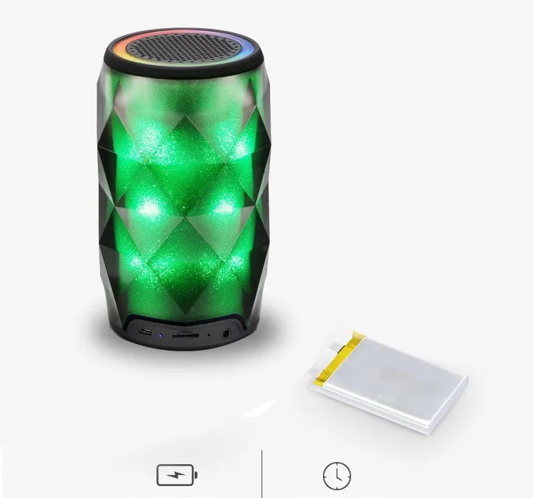 Black crystal-cut Coke can shaped Bluetooth speaker with colourful LED starry sky lighting effects.