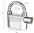 Waterproof siren alarm padlock 175x10x135mm in silver and bronze colours with shackle rotated for mode selection
