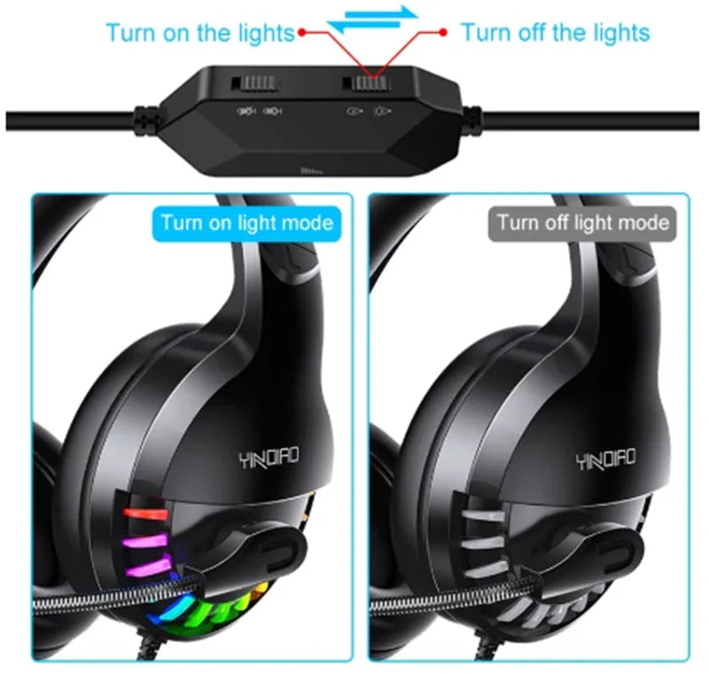 Black wired gaming headset with microphone, sound control, and foldable ear cups