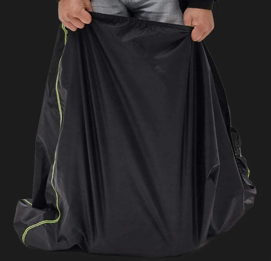 Thick motorcycle cover in Black Red, nylon and PVC coating, outdoor storage protection, available in five sizes from S to XXL