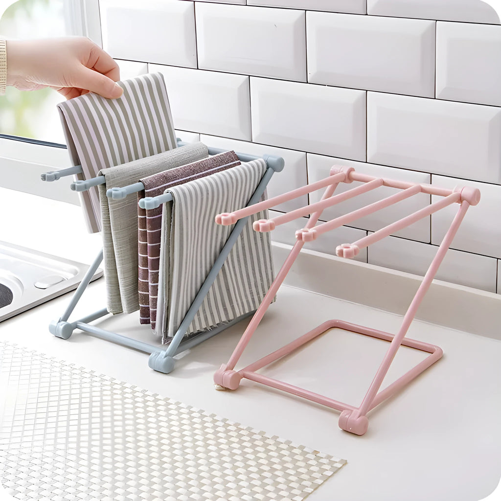 Foldable plastic kitchen towel rack in Nordic colours with punch-free installation