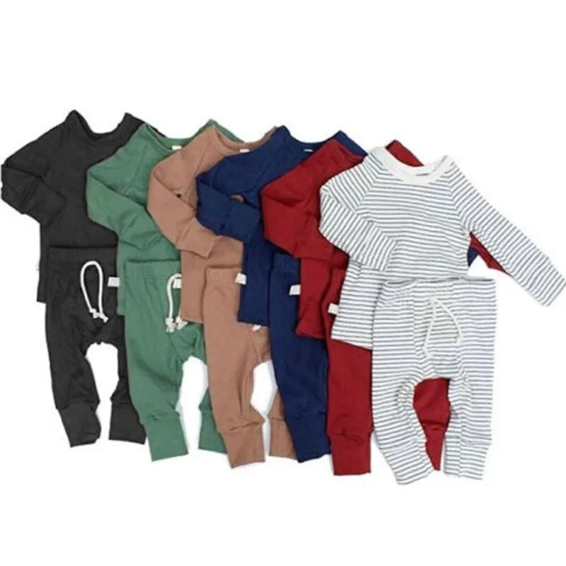 Blue cotton baby romper and tracksuit set with cartoon pattern for age 0-24 months.