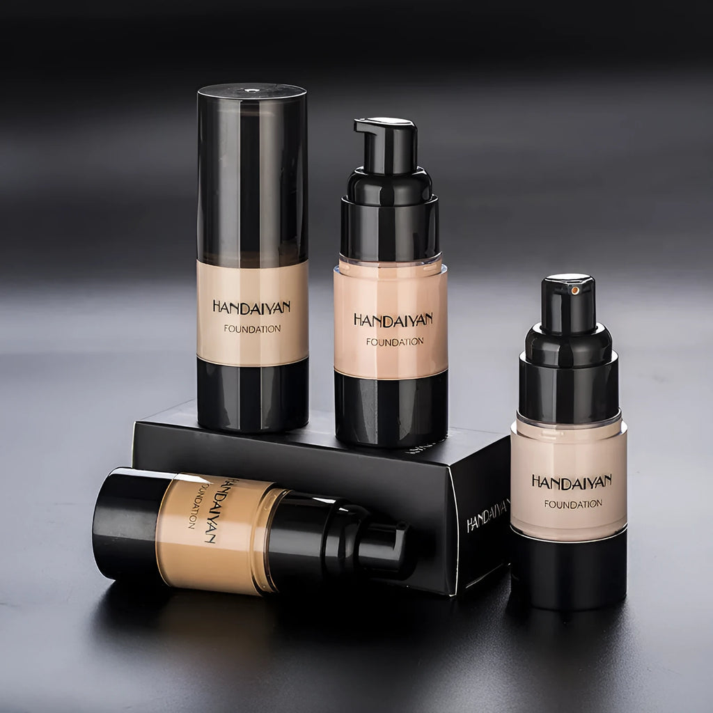 HANDAIYAN full cover liquid foundation bottle with waterproof and moisturising formula in eight colour options for dark skin