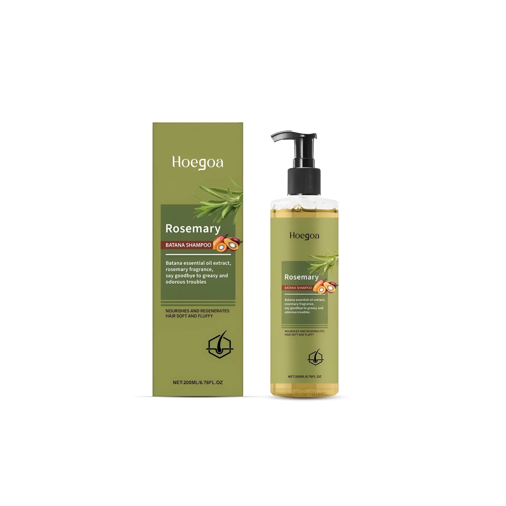 200ml bottle of rosemary hair growth shampoo with rosemary extract and Platthana oil