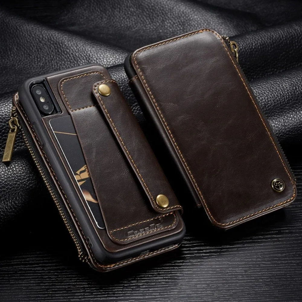 Black leather flip phone case for Samsung Galaxy Note 9 smartphone