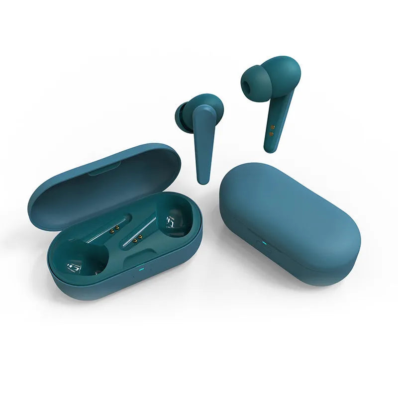 ANC active noise reduction Bluetooth headphones in black, white, pink, green, and blue colours with earplug design