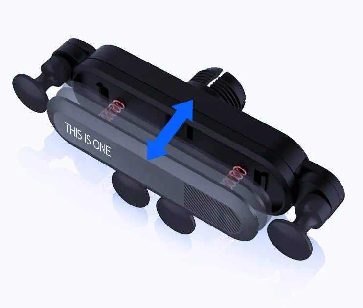 Universal car phone holder mounted on vehicle air vent with adjustable side clamps and rotation mechanism
