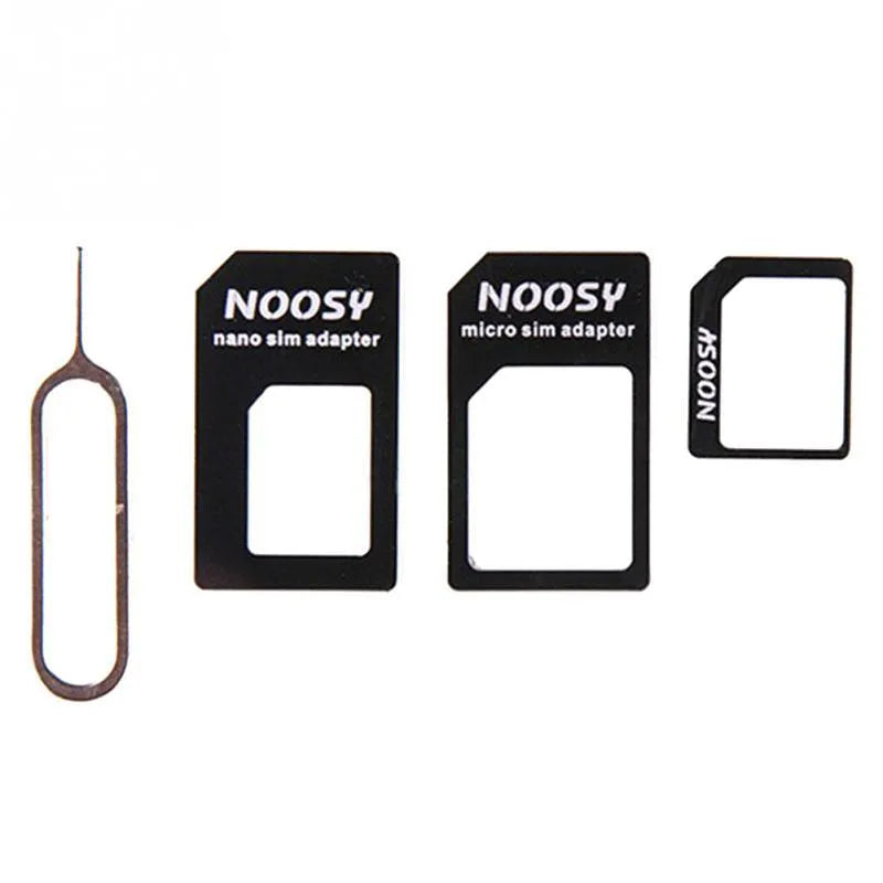 Three-piece black and white SIM card set with PC construction and Type 0 SIM card compatibility