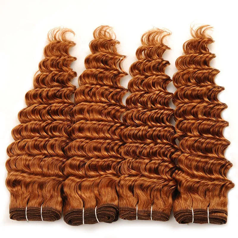 Deep wave human hair 100g brown real hair weave, available in 8 to 26 inch lengths, no knotting or hair loss