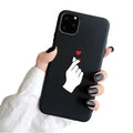 Frosted TPU iPhone case with painted 'LOVE' graffiti design on a solid colour background.
