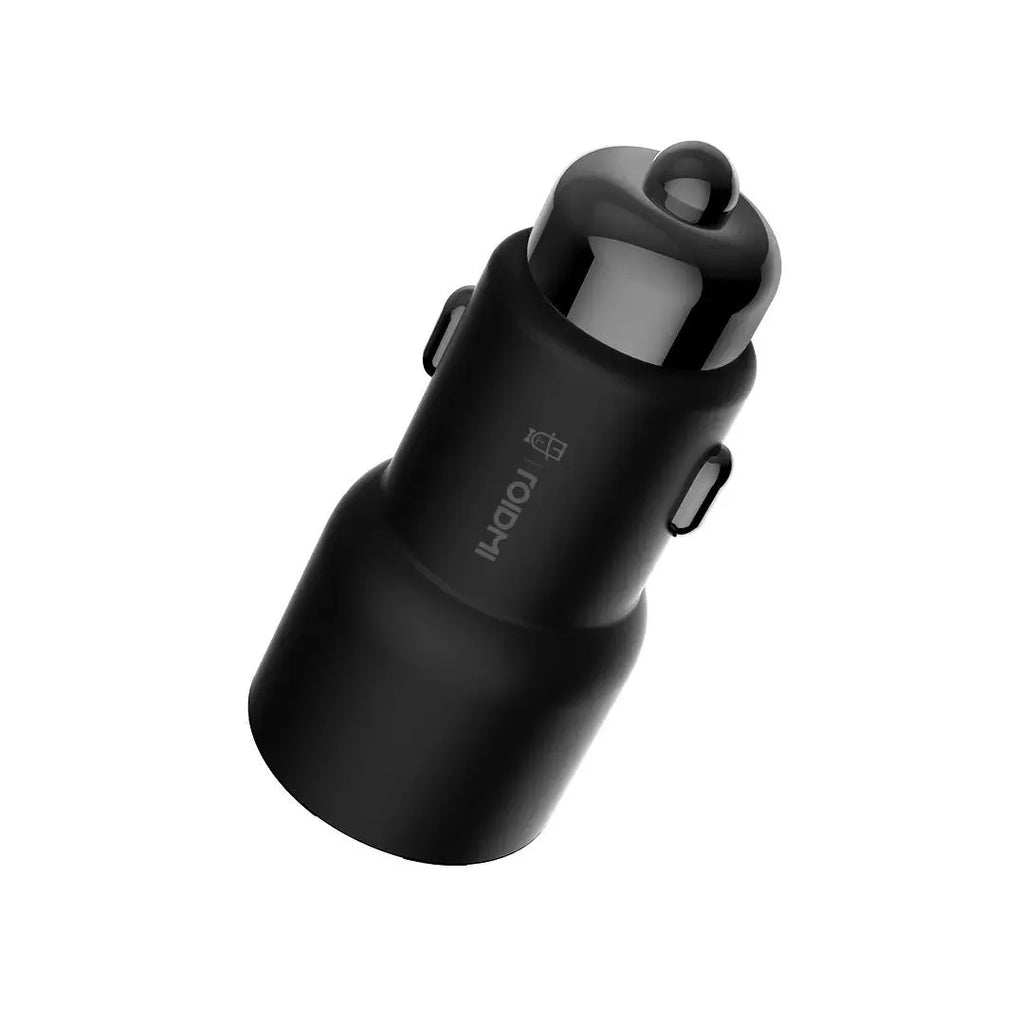 Black Ruimi 3S Music Bluetooth Car Charger with USB port for vehicle use.