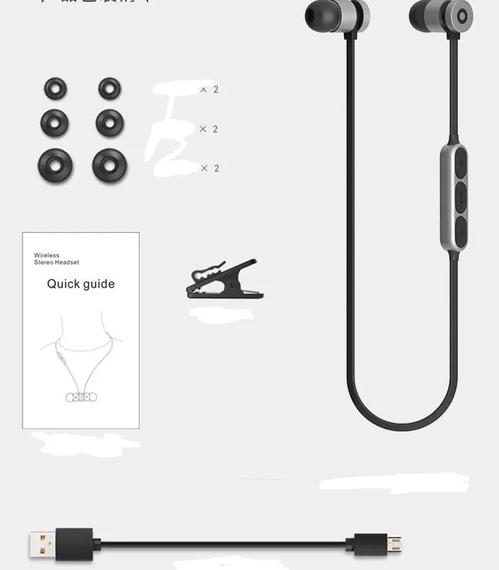 Metal neck-mounted Bluetooth headset with magnetic black earpieces