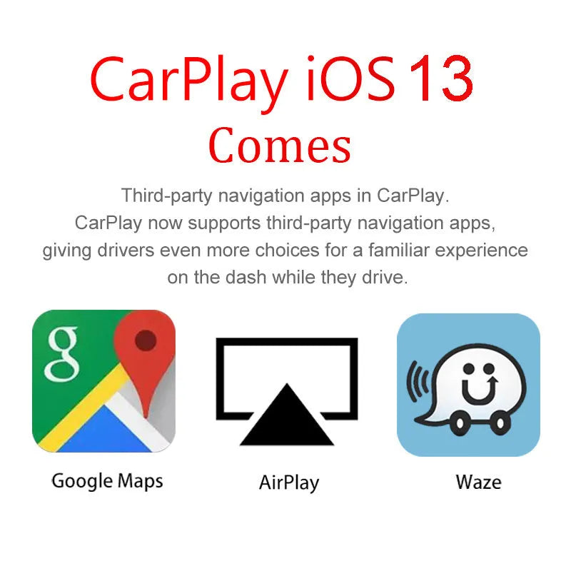 Black wireless CarPlay USB dongle for connecting iPhone to Android car stereo.