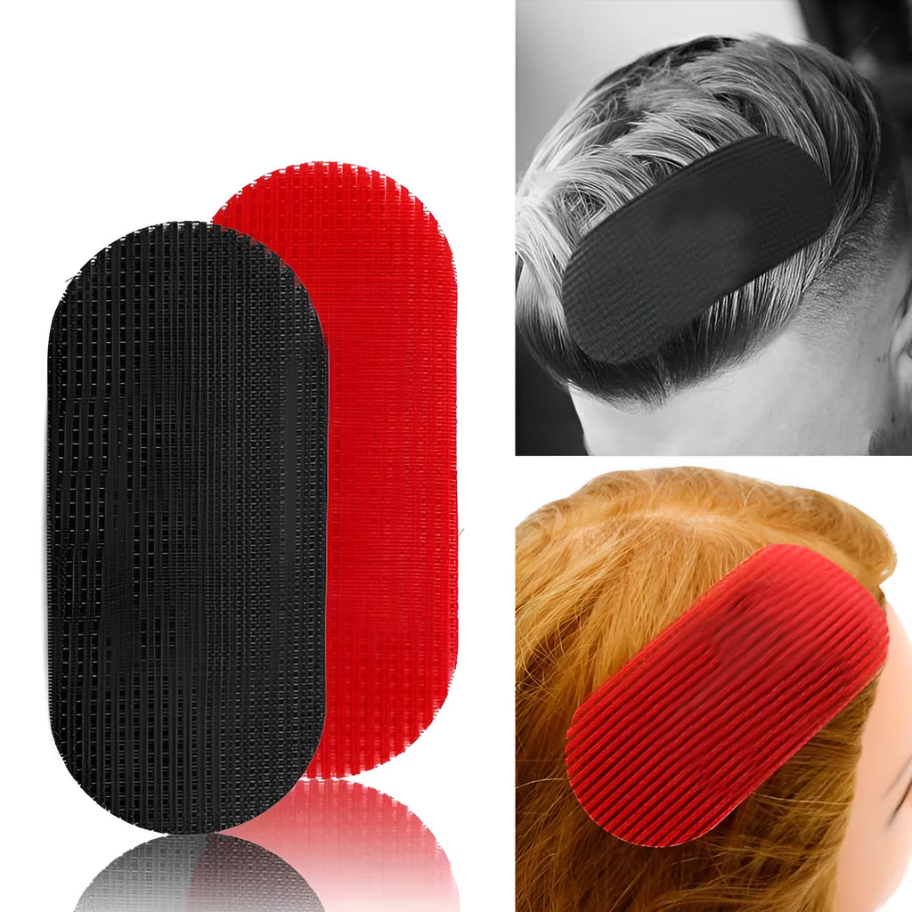 Pair of red fibre hair cutting clips each 11 x 5cm for sectioning retro oil head styles