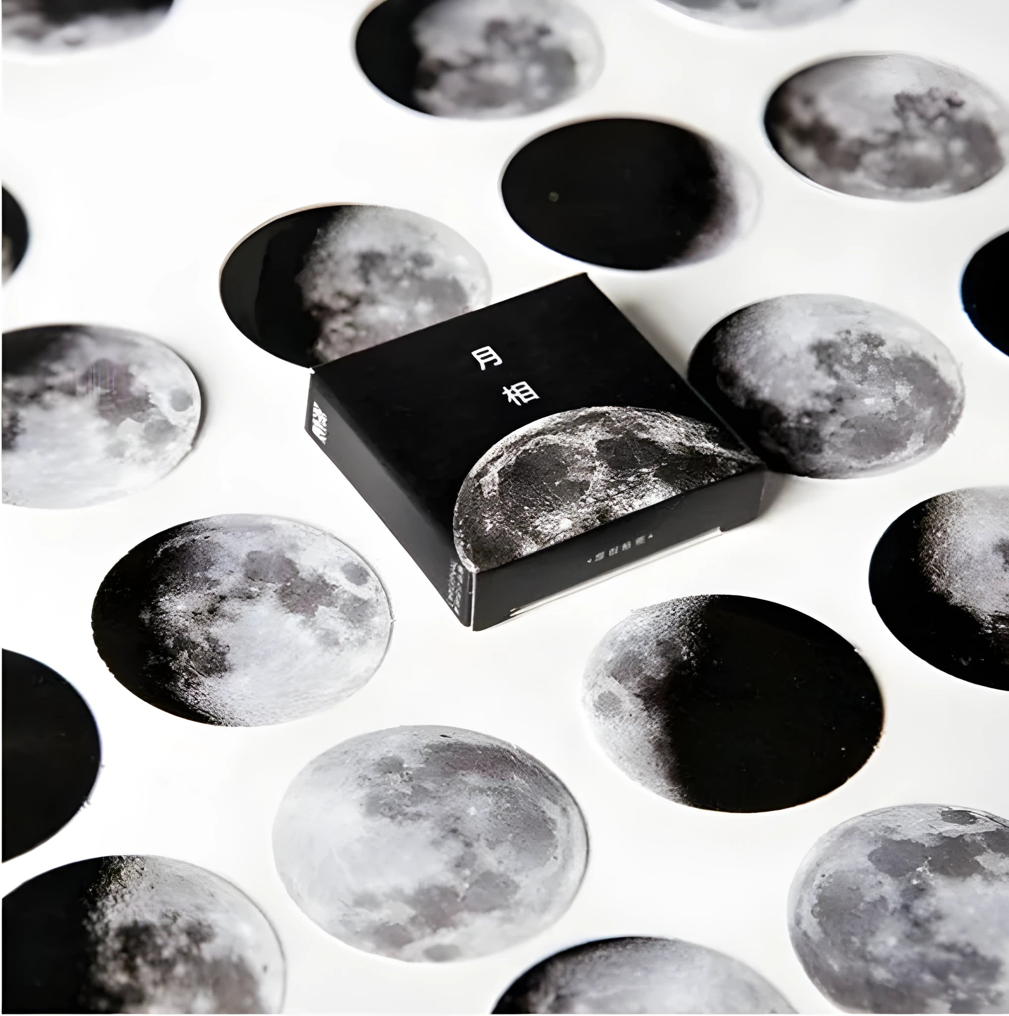 45 piece moon sticker set on paper, each sticker 40mm by 40mm, for diary and book decoration