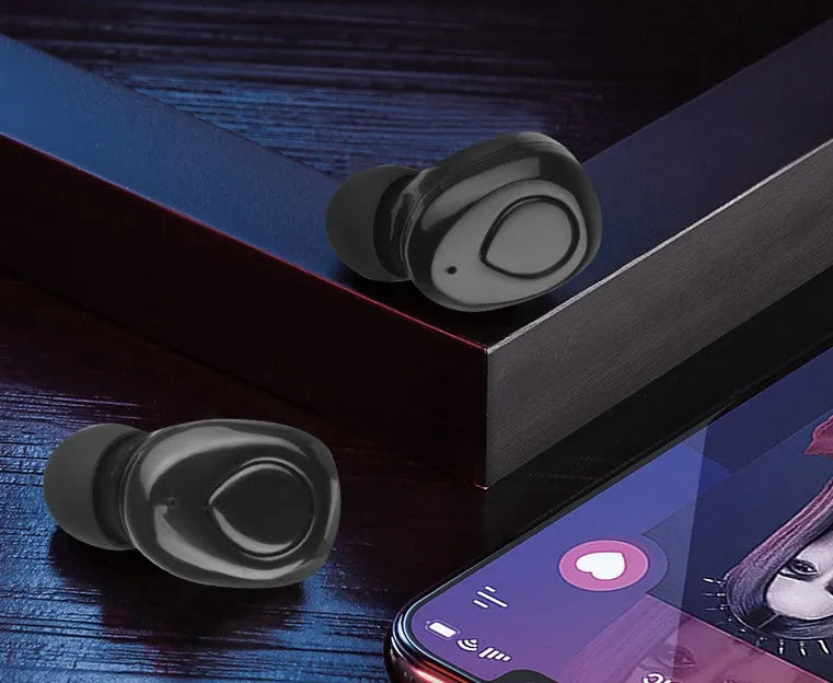 In-ear Bluetooth headset with Bluetooth 5.0, stereo sound, voice control, 15m range, black version