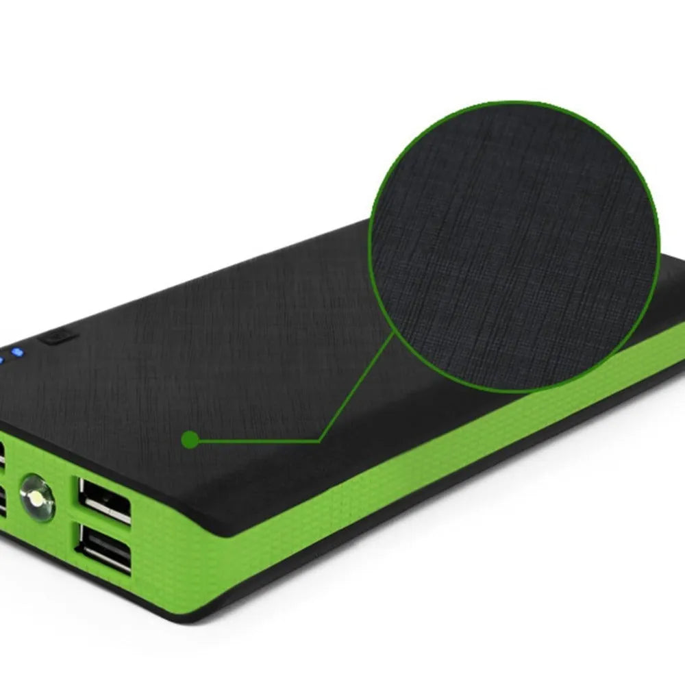 20000mAh portable power bank in blue colour showing front with USB port, dimensions 145mm by 68mm.